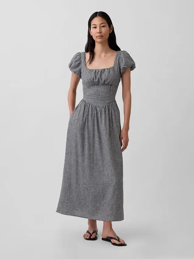 Linen-Blend Drop-Waist Maxi Dress