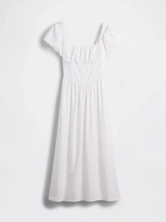 Linen-Blend Drop-Waist Maxi Dress