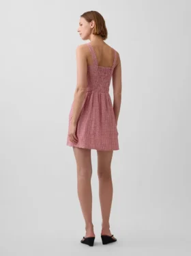 Linen-Blend Drop-Waist Mini Dress