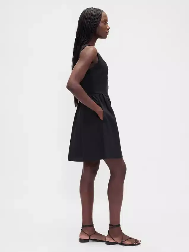 Linen-Blend Drop-Waist Mini Dress