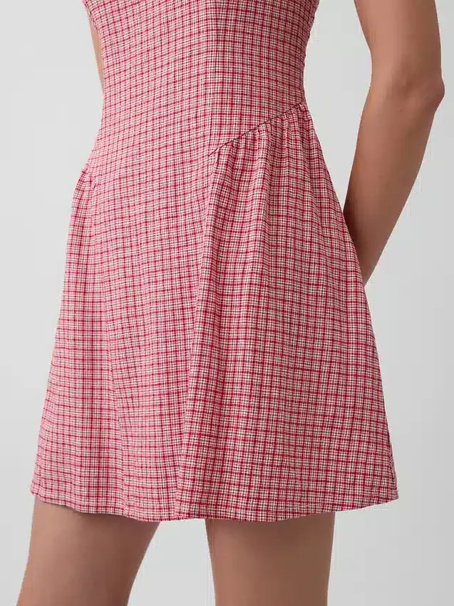 Linen-Blend Drop-Waist Mini Dress