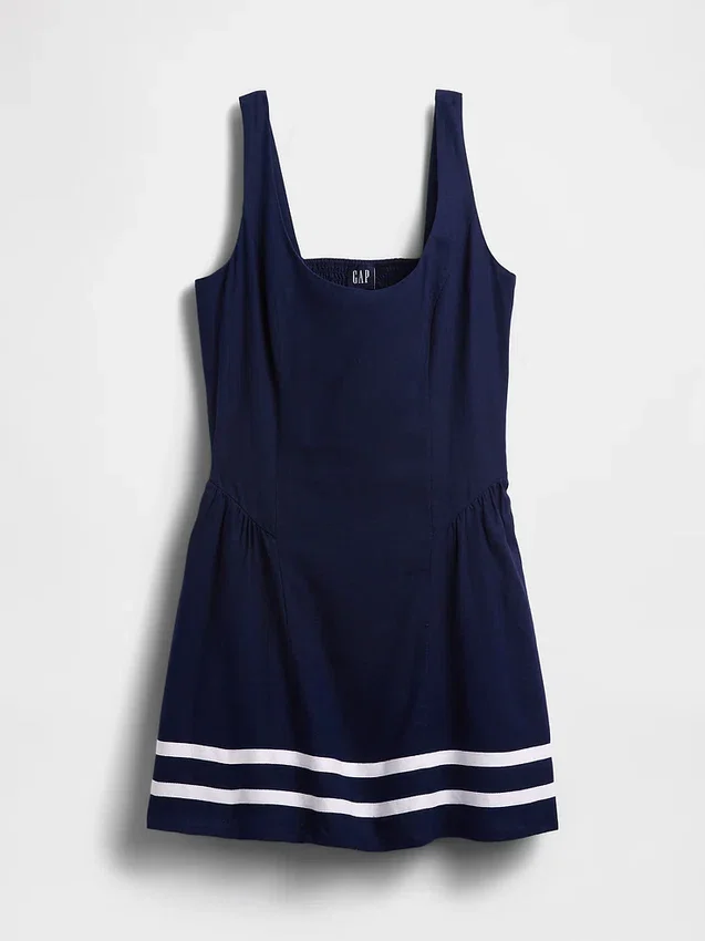 Linen-Blend Drop-Waist Mini Dress