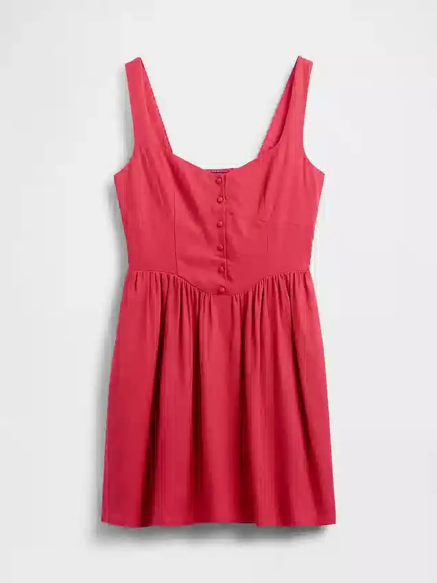 Linen-Blend Drop-Waist Mini Dress