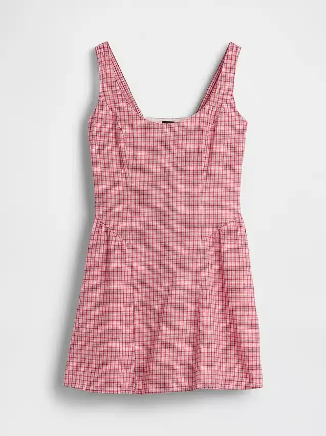 Linen-Blend Drop-Waist Mini Dress