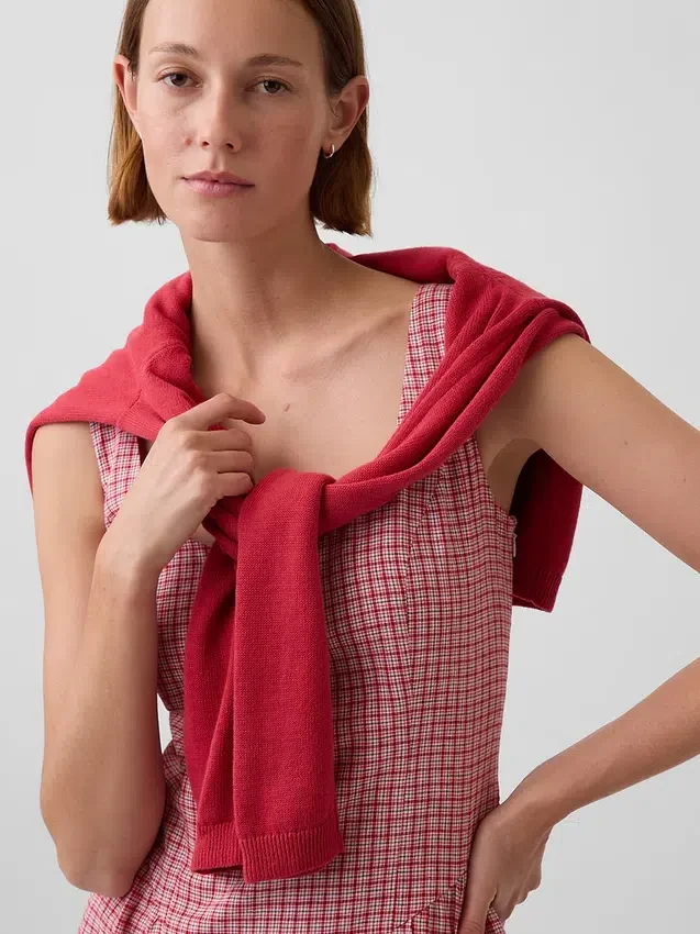 Linen-Blend Drop-Waist Mini Dress
