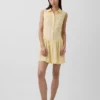 Linen-Blend Drop-Waist Mini Shirtdress