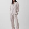 Linen-Blend Easy Barrel Pants