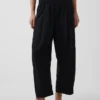Linen-Blend Easy Barrel Pants