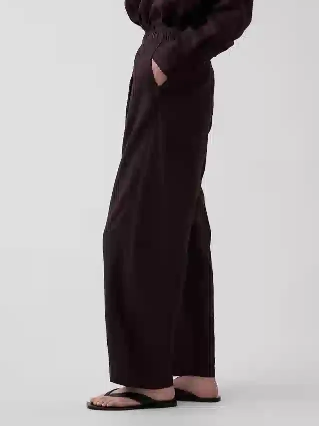 Linen-Blend Easy Barrel Pants