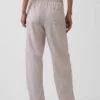 Linen-Blend Easy Barrel Pants