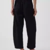 Linen-Blend Easy Barrel Pants