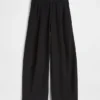 Linen-Blend Easy Barrel Pants