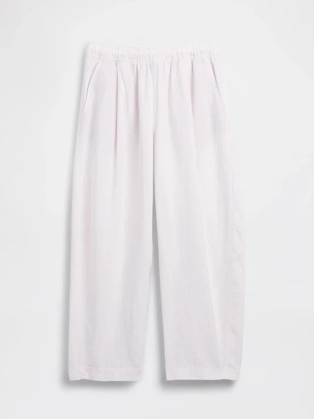 Linen-Blend Easy Barrel Pants