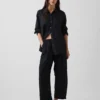 Linen-Blend Easy Barrel Pants