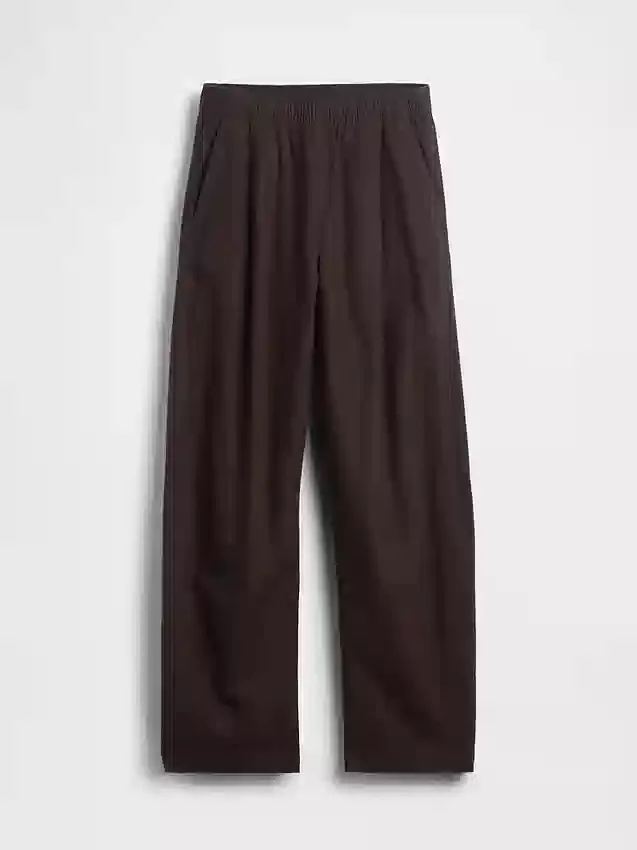 Linen-Blend Easy Barrel Pants