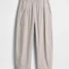 Linen-Blend Easy Barrel Pants