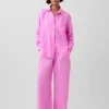 Linen-Blend Easy Wide-Leg Pants