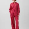 Linen-Blend Easy Wide-Leg Pants