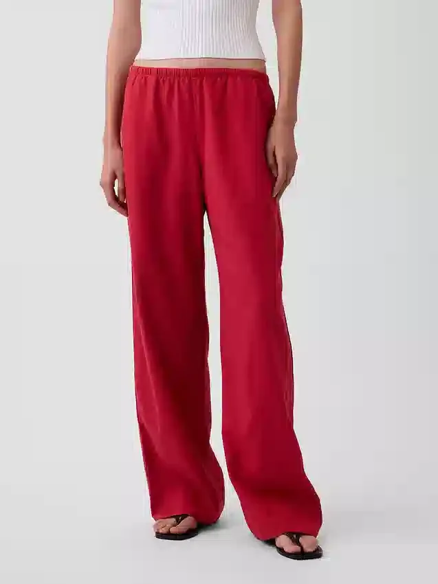 Linen-Blend Easy Wide-Leg Pants