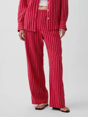 Linen-Blend Easy Wide-Leg Pants
