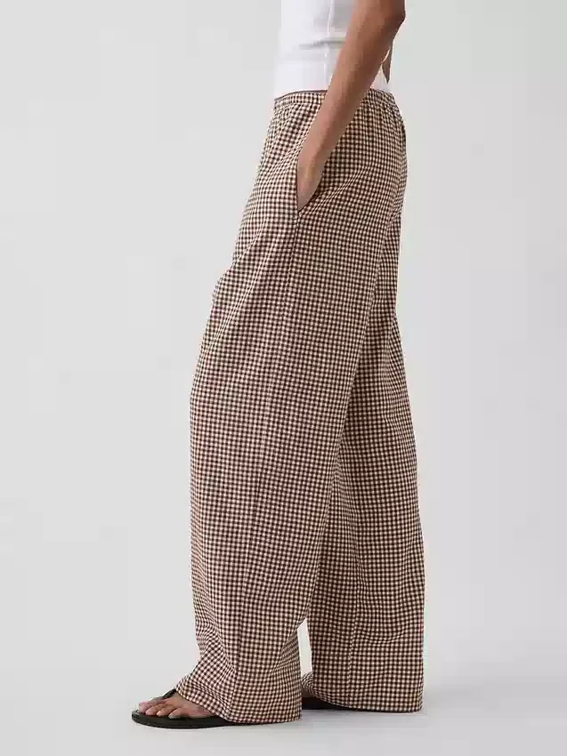 Linen-Blend Easy Wide-Leg Pants
