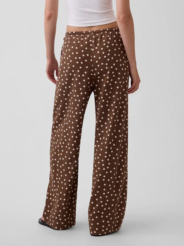 Linen-Blend Easy Wide-Leg Pants