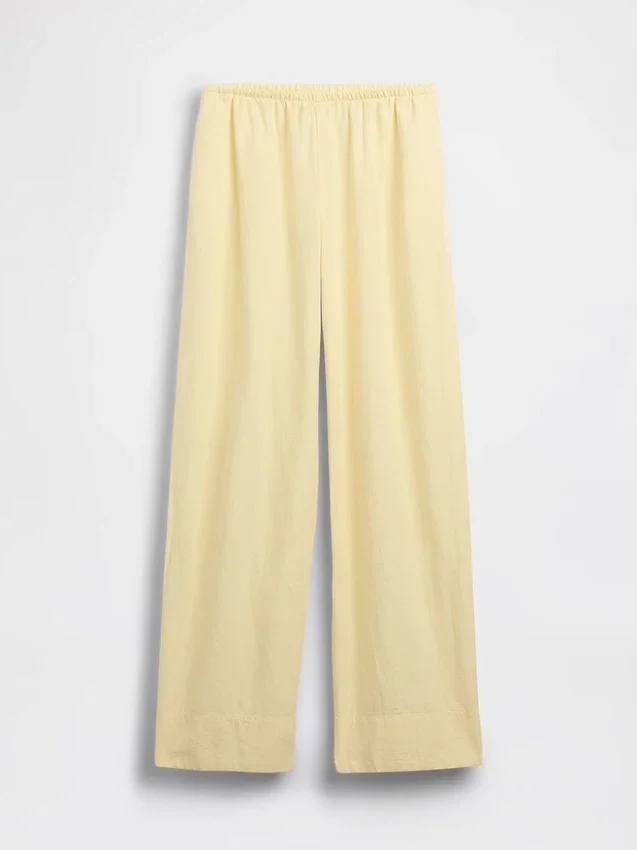 Linen-Blend Easy Wide-Leg Pants