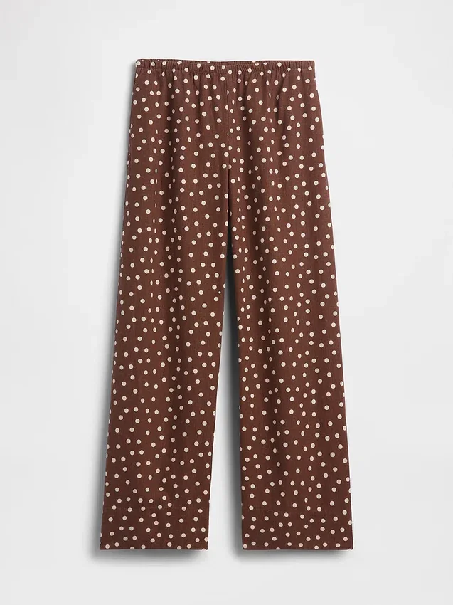 Linen-Blend Easy Wide-Leg Pants
