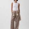 Linen-Blend Easy Wide-Leg Pants