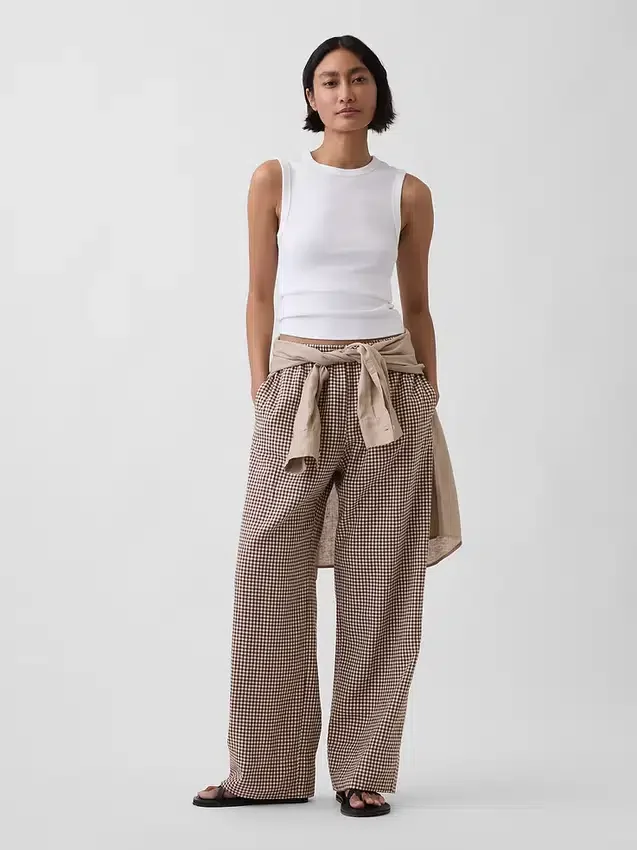 Linen-Blend Easy Wide-Leg Pants