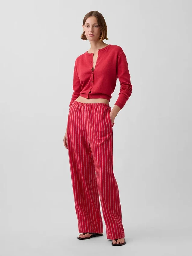 Linen-Blend Easy Wide-Leg Pants