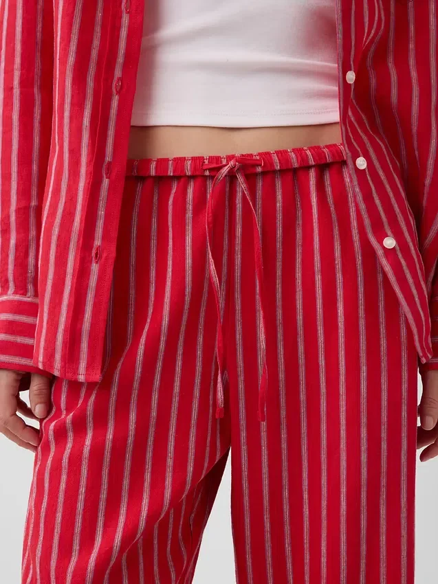 Linen-Blend Easy Wide-Leg Pants
