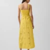 Linen-Blend Embroidered Cami Maxi Dress