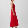 Linen-Blend Embroidered Cami Maxi Dress