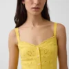 Linen-Blend Embroidered Cami Maxi Dress