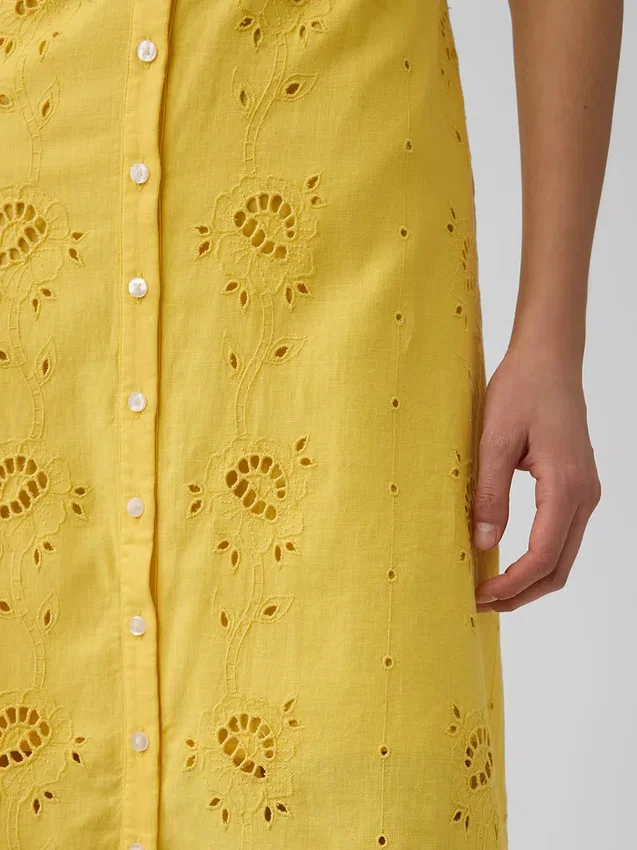 Linen-Blend Embroidered Cami Maxi Dress