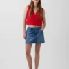 Linen-Blend Embroidered Crop Shell Tank Top