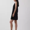 Linen-Blend Embroidered Mini Shift Dress