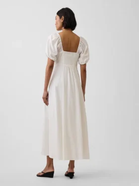Linen-Blend Empire Waist Maxi Dress