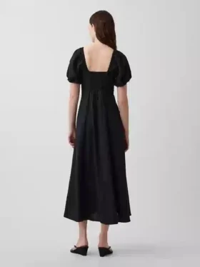Linen-Blend Empire Waist Maxi Dress