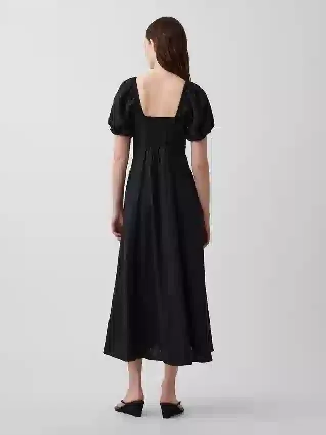 Linen-Blend Empire Waist Maxi Dress