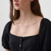 Linen-Blend Empire Waist Maxi Dress