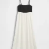 Linen-Blend Empire Waist Maxi Dress