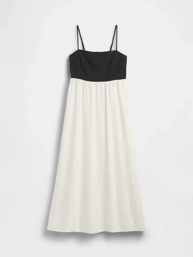Linen-Blend Empire Waist Maxi Dress