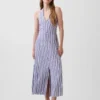 Linen-Blend Halter Maxi Dress