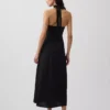 Linen-Blend Halter Maxi Dress