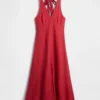 Linen-Blend Halter Maxi Dress