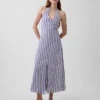 Linen-Blend Halter Maxi Dress