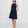 Linen-Blend Halter Mini Dress