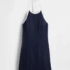 Linen-Blend Halter Mini Dress